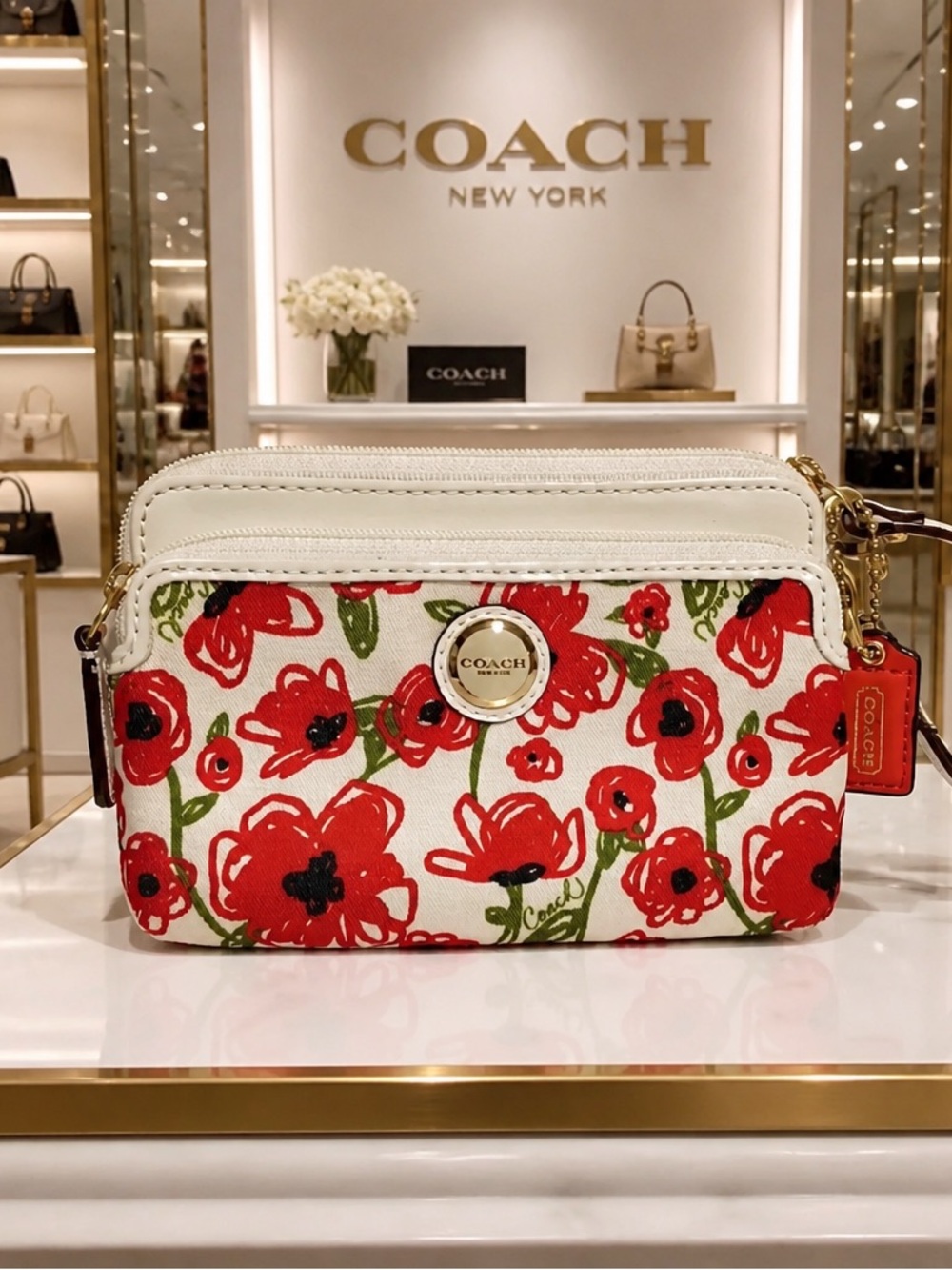 RARE COACH POPPY SATEEN Wristlet Wallet